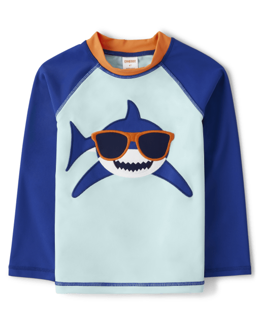 Boys Embroidered Shark Rashguard - Splish-Splash - view 1