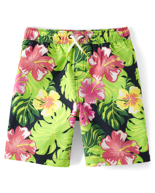 Boys Matching Family Tropical Swim Trunks - Aloha
