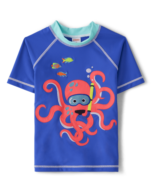 Boys Embroidered Octopus Rashguard - Splish-Splash - view 1