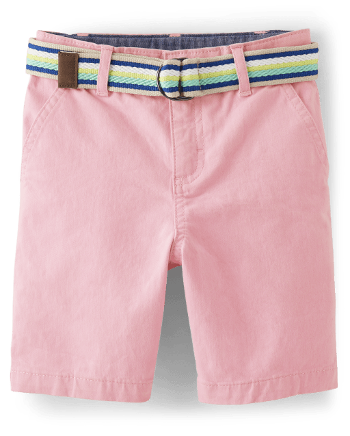 Boys Belted Chino Shorts - Tropical Paradise