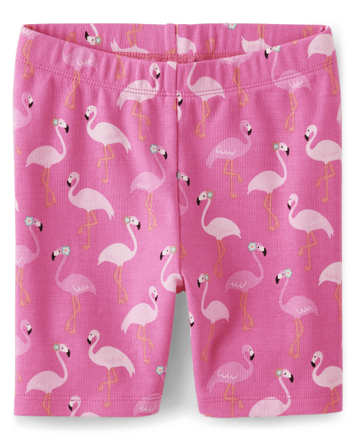 Girls Flamingo Bike Shorts - Tropical Paradise