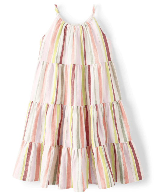Girls Mommy And Me Striped Tiered Dress - Fairytale Forest