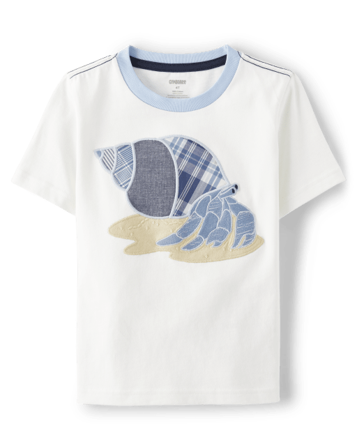 Boys Embroidered Hermit Crab Top - Sandy Shores