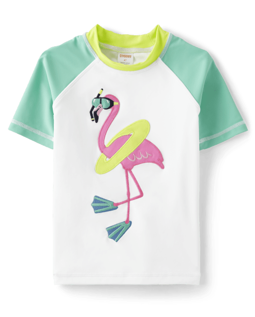 Boys Embroidered Flamingo Rashguard - Splish-Splash