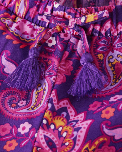 Girls  Paisley Paperbag Waist Shorts - Island Spice - view 2