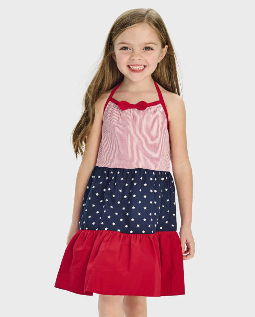 Girls Stars And Stripes Tiered Dress - American Cutie