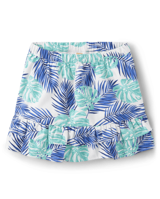 Girls Tropical Leaf Ruffle Skort - Save the Seas