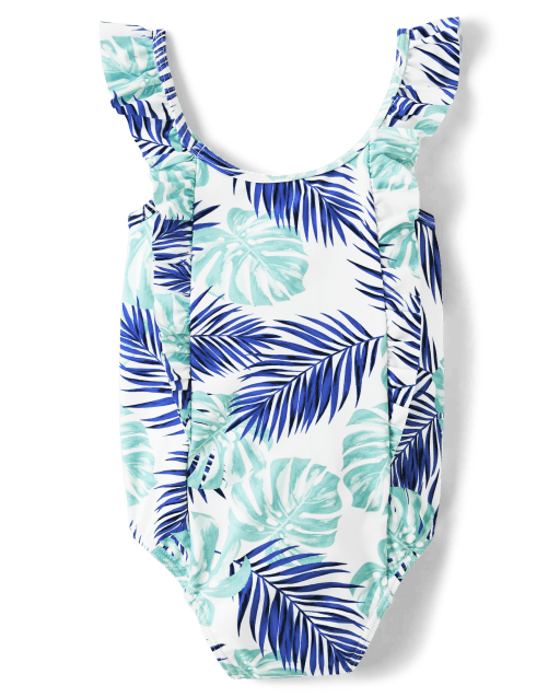 Girls Tropical Leaf One Piece Swimsuit - Splish-Splash - view 2
