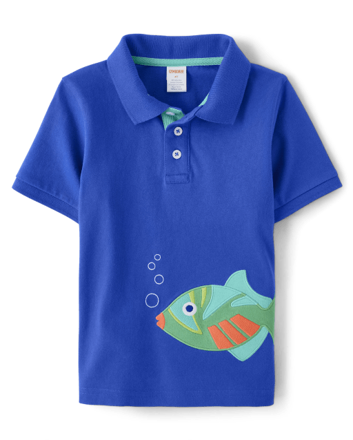 Boys Embroidered Fish Polo - Save the Seas