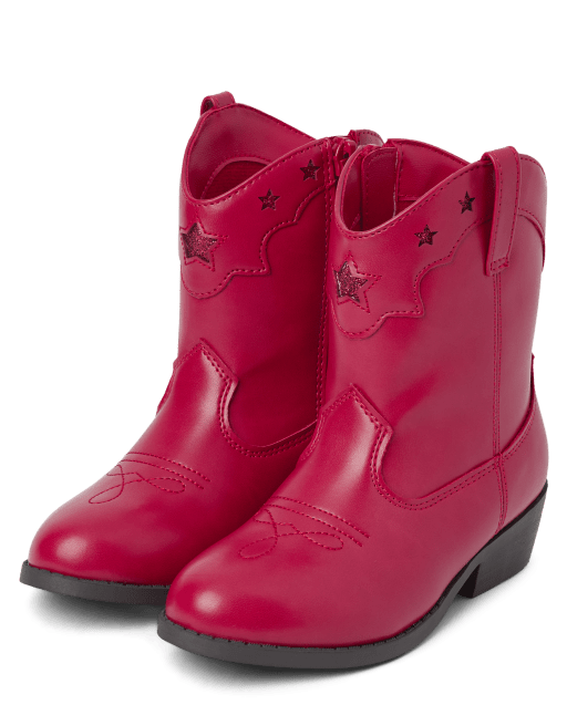 Girls Embroidered Star Cowgirl Boots - American Cutie