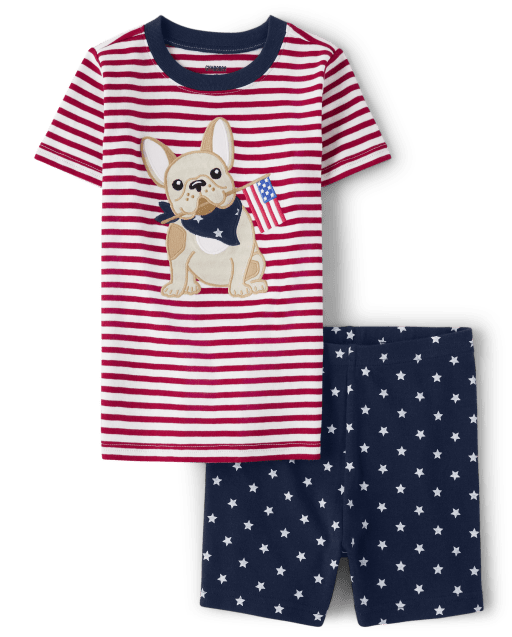 Unisex Embroidered Dog Cotton 2-Piece Pajamas - Gymmies