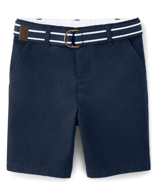 Boys Wrinkle-Resistant Belted Chino Shorts - Uniform