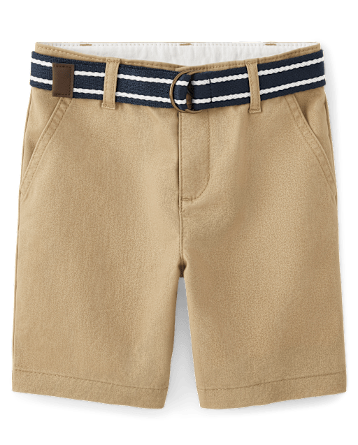 Boys Wrinkle-Resistant Belted Chino Shorts - Uniform