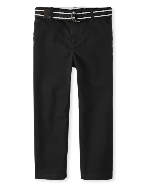 Boys Wrinkle Resistant Belted Chino Pants - Uniform