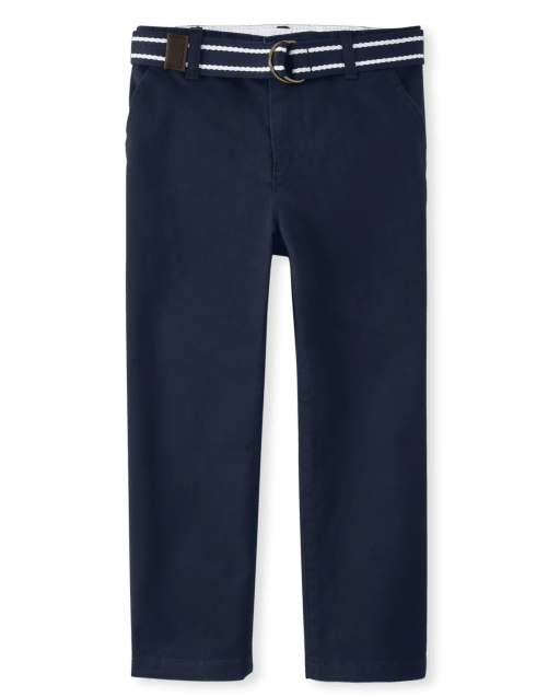 Boys Wrinkle Resistant Belted Chino Pants - Uniform