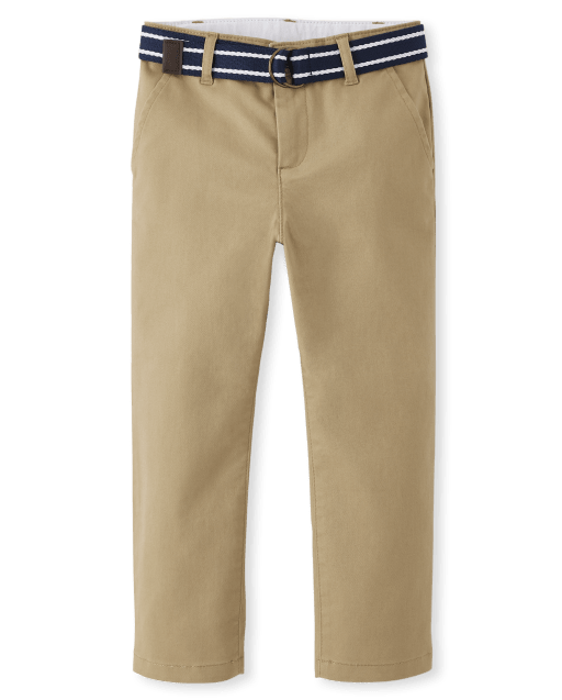 Boys Wrinkle Resistant Belted Chino Pants - Uniform
