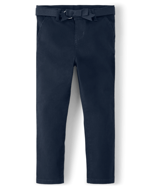 Girls Belted Chino Pants With Wrinkle Resistance - Uniform