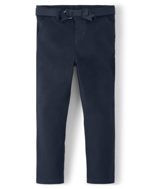Girls Wrinkle-Resistant Belted Chino Pants - Uniform