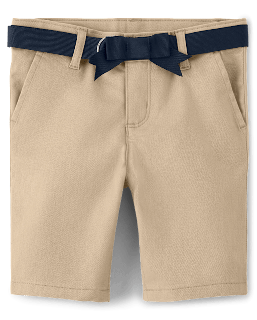 Girls Bow Belted Chino Shorts - Uniform