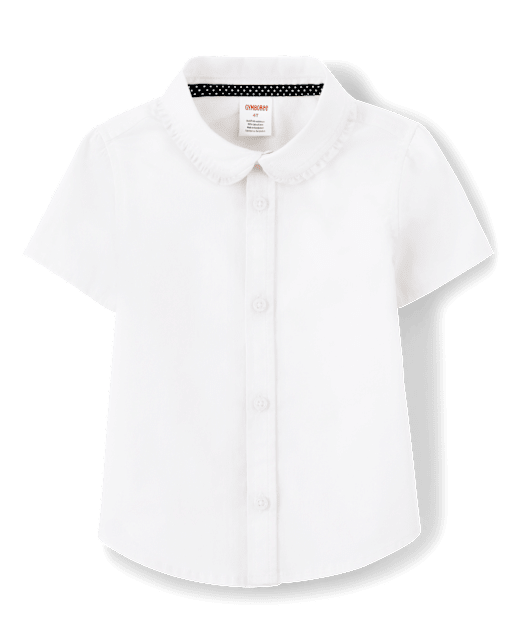 Girls Wrinkle-Resistant Ruffle Poplin Button Up Shirt - Uniform