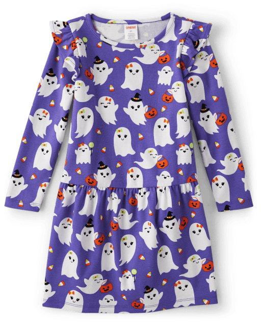 Girls Ghost Peplum Dress - Trick or Treat