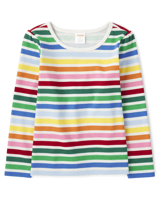 Girls Rainbow Striped Top - Very Merry