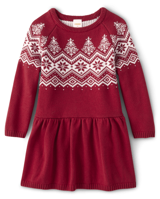 Robe pull Fair Isle à motif flocons de neige pour fille - Un Noël royal - lbl_product_image_view_2