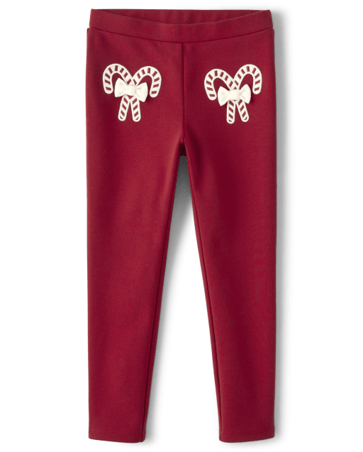 Girls Applique Candy Canes Ponte Jeggings - A Royal Christmas