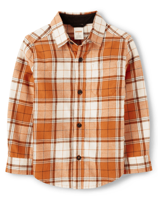 Chemise boutonnée en sergé à carreaux pour garçon - Lil' Pumpkin