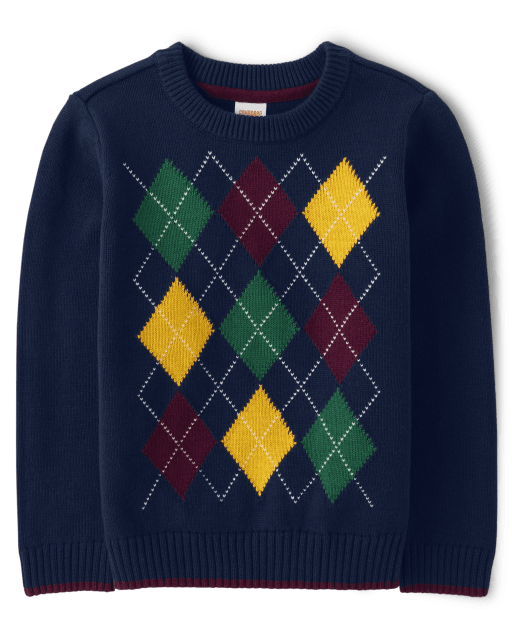 Boys Intarsia Argyle Sweater - Prep School