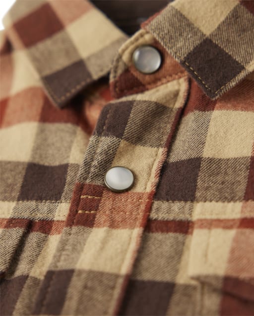 Boys Gingham Twill Button Up Shirt - Montana Mountain - view 2