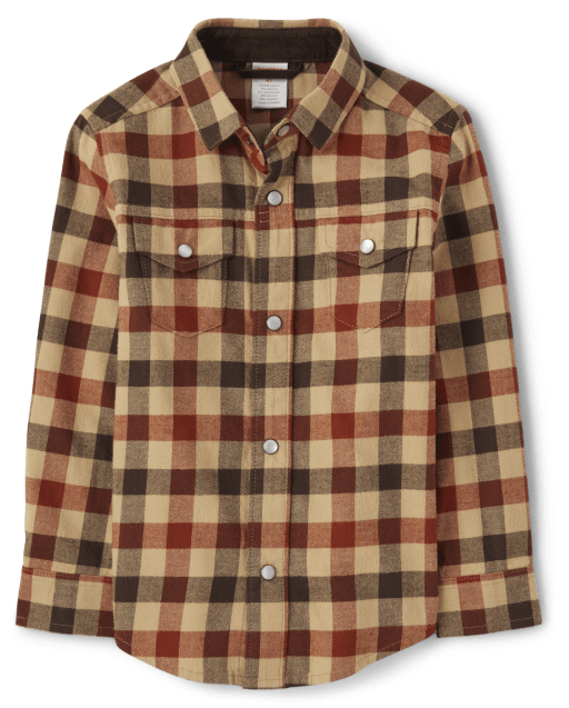 Boys Gingham Twill Button Up Shirt - Montana Mountain - view 1