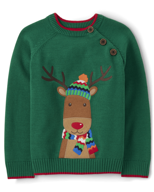 Boys Embroidered Reindeer Sweater - Very Merry - view 2