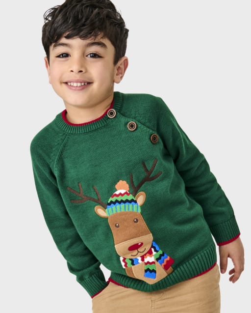 Boys Embroidered Reindeer Sweater - Very Merry - view 1