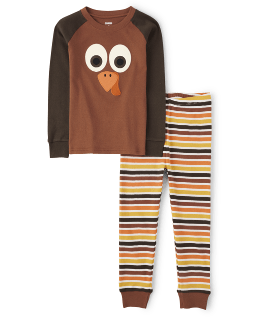 Unisex Embroidered Turkey Snug Fit Cotton Pajamas - Gymmies