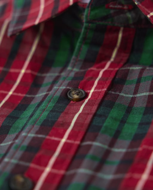 Mens Matching Family Plaid Poplin Button Up Shirt - A Royal Christmas - view 2