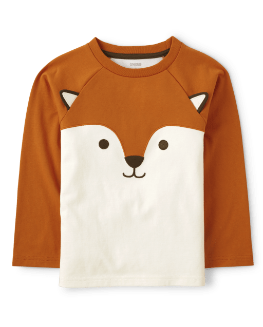 Boys Embroidered Fox Raglan Top - Friendly Fox
