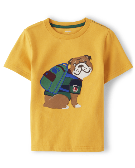 Boys Embroidered Dog Top - Prep School