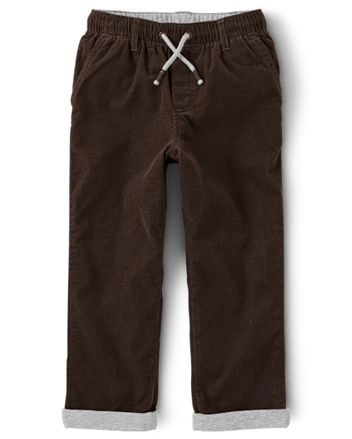 Boys Corduroy Pull On Roll Cuff Pants - Little Essentials