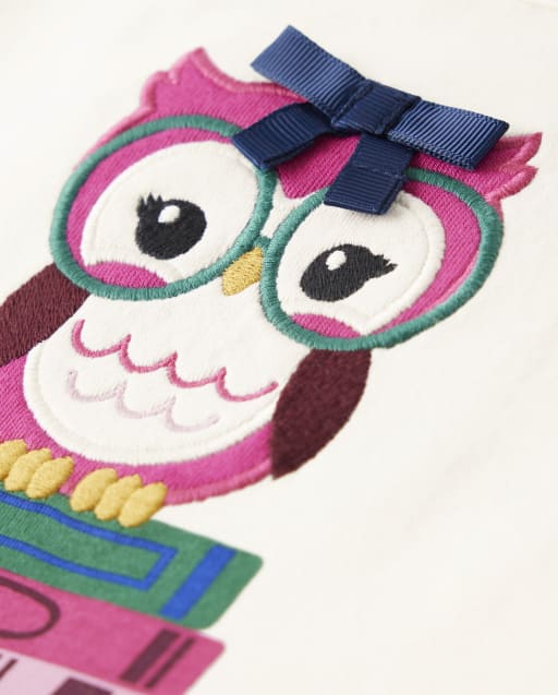Haut brodé hibou pour filles - École préparatoire - lbl_product_image_view_2