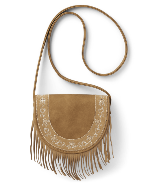 Girls Embroidered Heart Fringe Bag - Montana Mountain