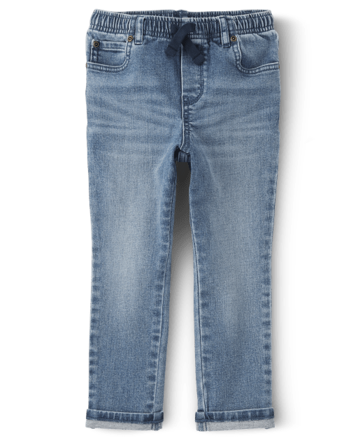 Boys Five-Pocket Roll Cuff Pull On Jeans