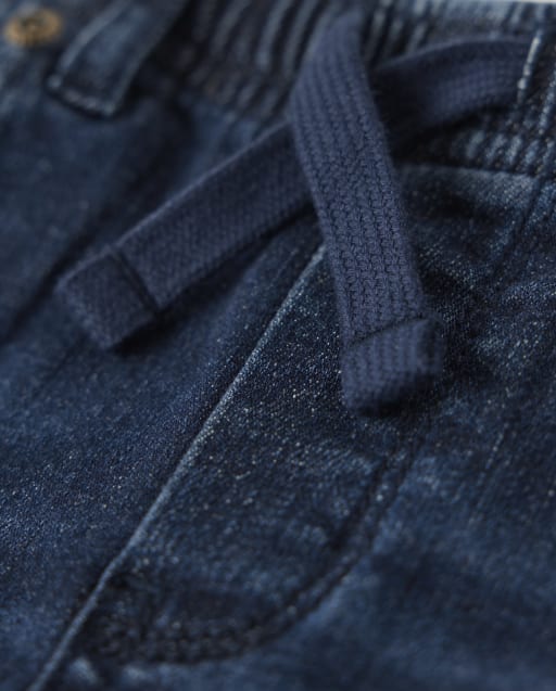 Boys Five-Pocket Roll Cuff Pull On Jeans - view 2