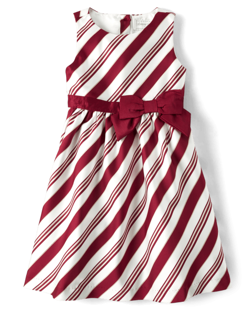 Girls Striped Jacquard Fit And Flare Dress - All Dressed Up - view 2