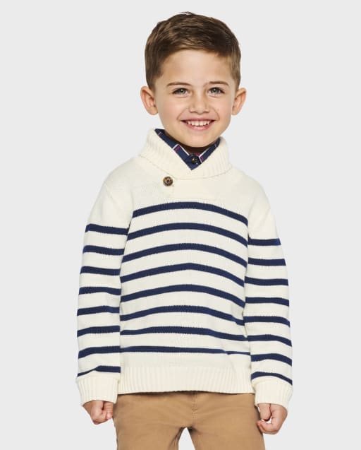Boys Striped Shawl Sweater - Parisian Chic - view 1