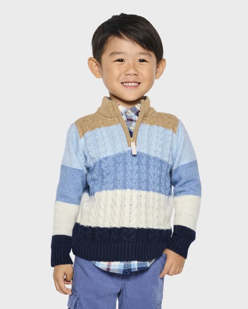 Boys Striped Cable Knit Half-Zip Sweater - Mandy Moore for Gymboree
