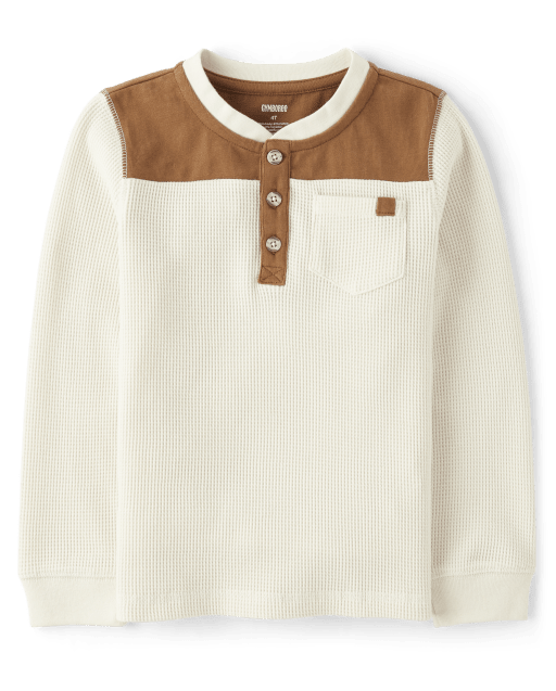 Boys Colorblock Thermal Henley Top - view 1