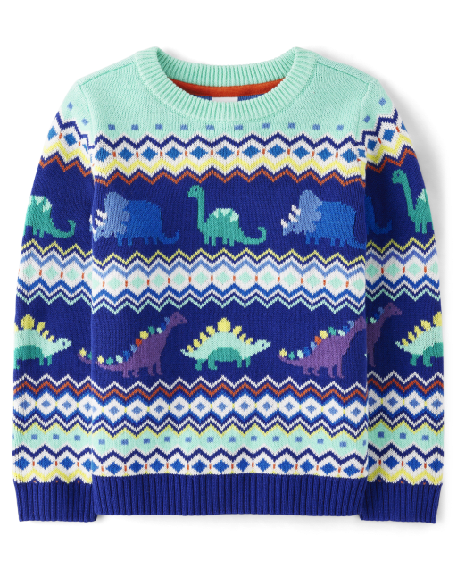 Boys Dino Fairisle Sweater - Dino Friends