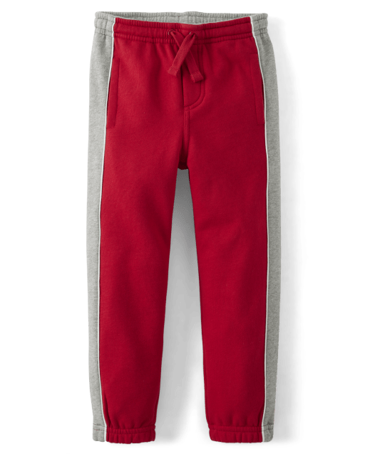 Boys Colorblock Fleece Jogger Pants - Valentine Cutie