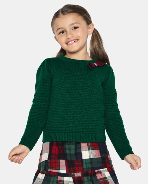 Girls Bow Sweater - Christmas Cabin
